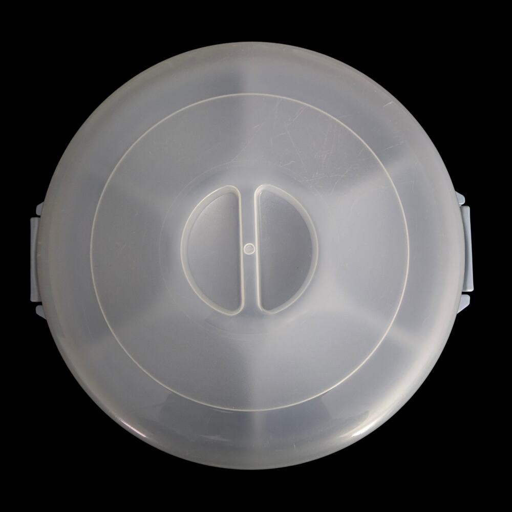 Pioneer No. 245 Round Divided Serving Tray Snack Platter With Lid Gray